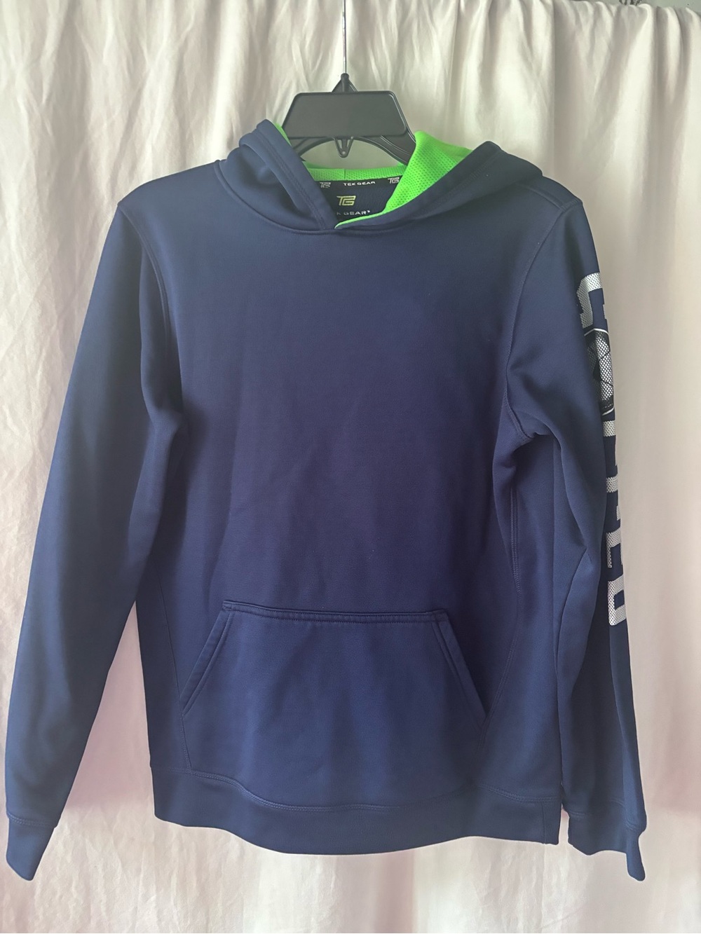 tek gear Navy Hoodie with Neon Green Accents